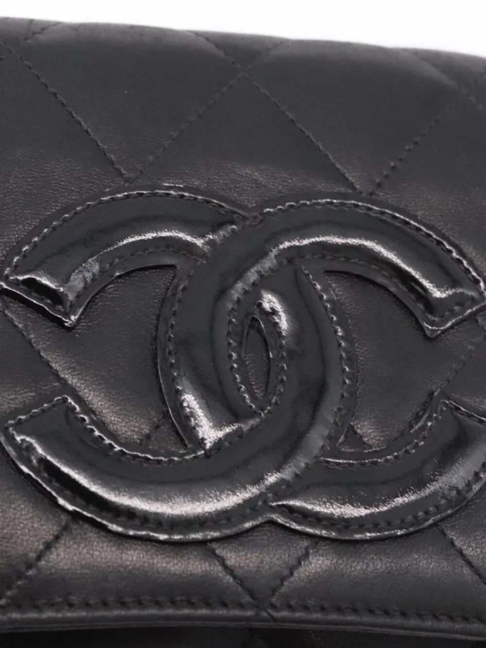 CHANEL Matelasse Chain Hand Bag Lamb Skin Black Silver CC Auth 185765